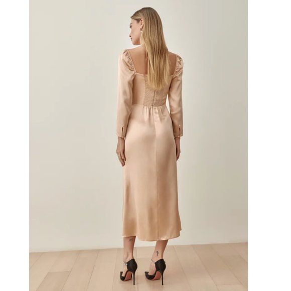 Reformation Gloriana Silk Dress Champagne Long Prom Satin size 10. Worn once - Picture 4 of 5